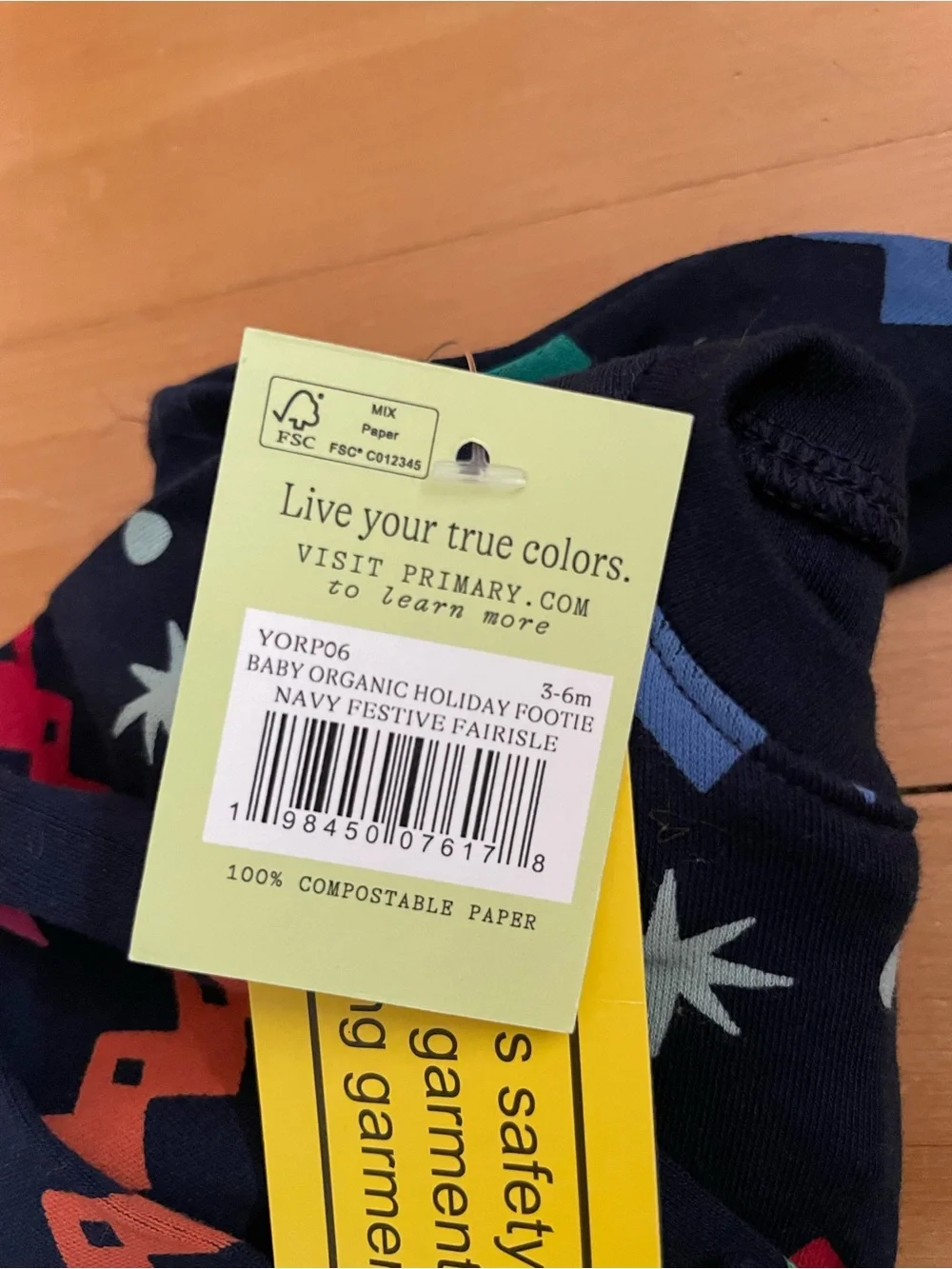 Holiday Pajamas- footed onesie Navy with Rainbow Pattern